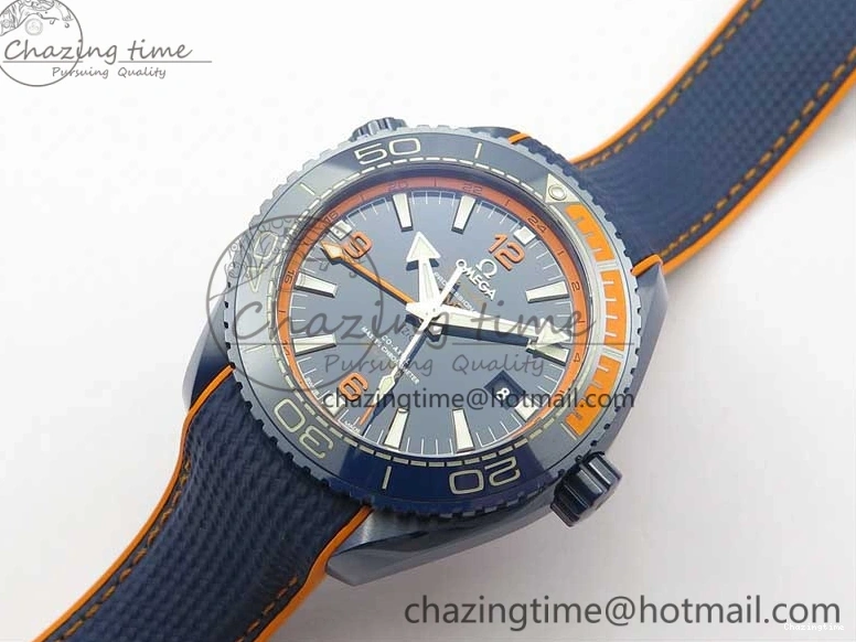 0521 Planet Ocean 45.5mm Big Blue Real Ceramic VSF 1:1 Best Edition on Blue Rubber Strap A8906 Super Clone Unique 7896